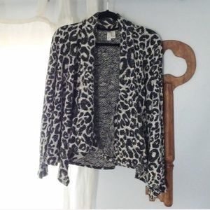 Leopard Cheetah Print Cardigan Black White Medium